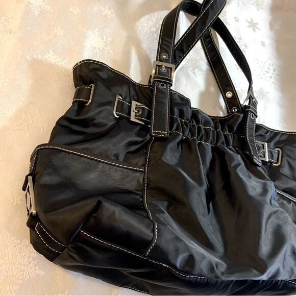 Large Kenneth Cole Nylon Handbag Shoulder Bag Black Gorgeous - Picture 2 of 5